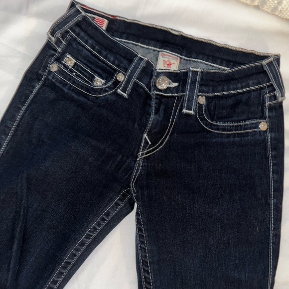 True Religion - Joey Y2K Dark Wash Jeans Size 27 – Iconic Horseshoe Stitch - Picture 3 of 10